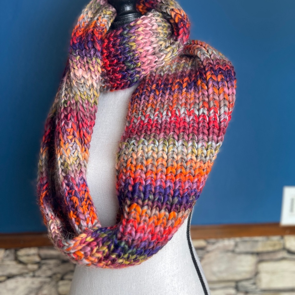 Colorful Knit Infinity Scarf & Hat Combo